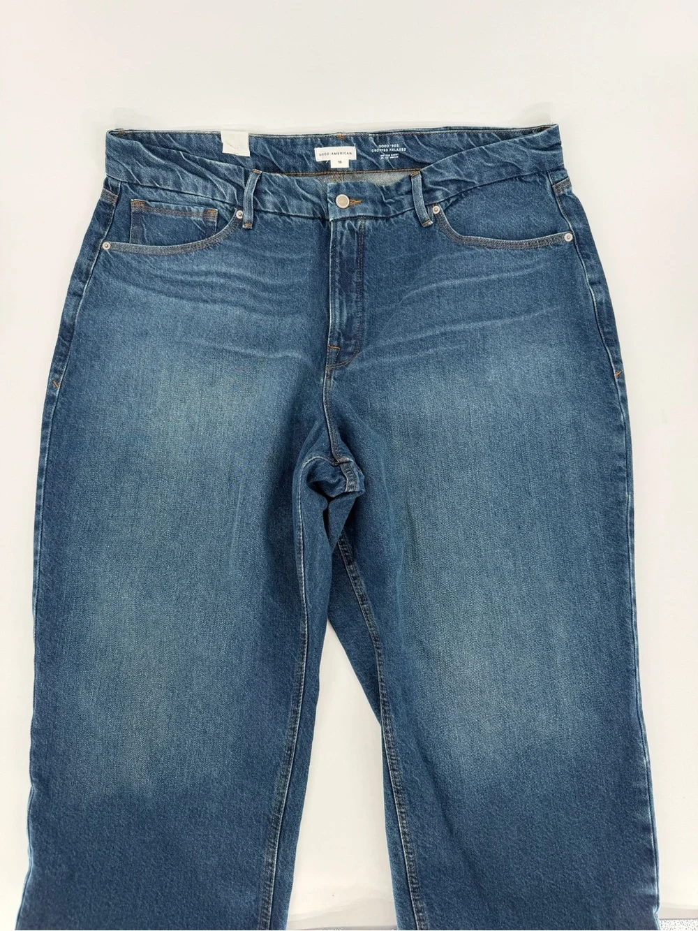 Good American Good 90s Cropped Relaxed Jeans Indigo - Size 16